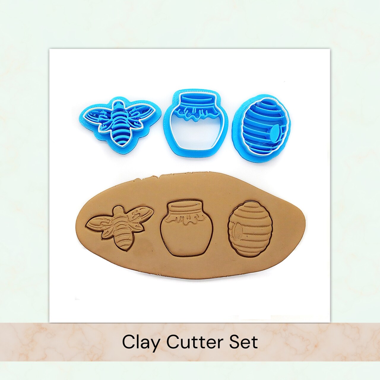 Bee Clay Cutter Set, 3 pcs, Small Honey Pot and Bee Hive, Adorabilities